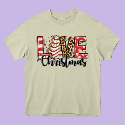 Love Christmas Tree Cake Heavy Core Tee Designed By Jasminsmagicworld
