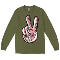 Army Green baseball peace sign Long Sleeve Tee - Jasminsmagicworld