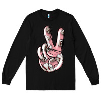 Black baseball peace sign Long Sleeve Tee - Jasminsmagicworld