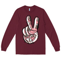 Burgundy baseball peace sign Long Sleeve Tee - Jasminsmagicworld
