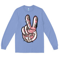 Colony Blue baseball peace sign Long Sleeve Tee - Jasminsmagicworld