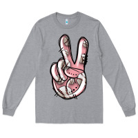 Heather Grey baseball peace sign Long Sleeve Tee - Jasminsmagicworld
