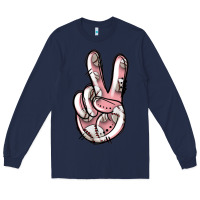 Navy baseball peace sign Long Sleeve Tee - Jasminsmagicworld