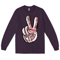 Plum baseball peace sign Long Sleeve Tee - Jasminsmagicworld