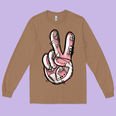 Baseball Peace Sign Long Sleeve Tee Designed By Jasminsmagicworld