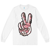 White baseball peace sign Long Sleeve Tee - Jasminsmagicworld