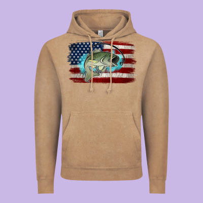 American Flag Fish Vintage Hoodie Designed By Jasminsmagicworld