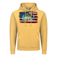 Vintage Mustard American Flag Fish Vintage Hoodie - Jasminsmagicworld
