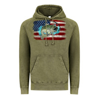 Vintage Olive American Flag Fish Vintage Hoodie - Jasminsmagicworld