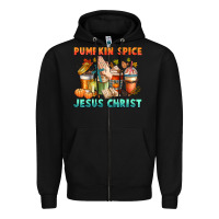 Black pumpkin spice and jesus christ Zipper Hoodie - CowGirlArtShop