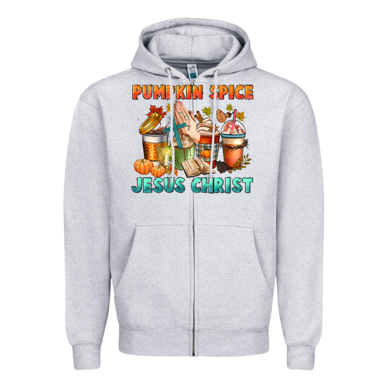 Pumpkin Spice And Jesus Christ Zipper Hoodie by CowGirlArtShop | Teevron