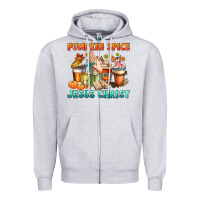 Heather Grey pumpkin spice and jesus christ Zipper Hoodie - CowGirlArtShop