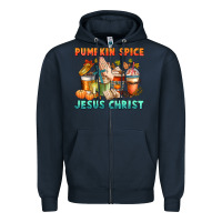 Navy pumpkin spice and jesus christ Zipper Hoodie - CowGirlArtShop