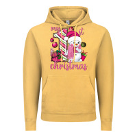 Vintage Mustard My 1st. pink Christmas with cute snowman Vintage Hoodie - NancyCooperArtShop