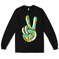 Black softball peace sign Long Sleeve Tee - Jasminsmagicworld