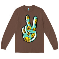 Chestnut softball peace sign Long Sleeve Tee - Jasminsmagicworld