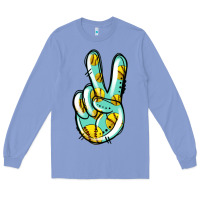 Colony Blue softball peace sign Long Sleeve Tee - Jasminsmagicworld