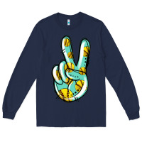 Navy softball peace sign Long Sleeve Tee - Jasminsmagicworld