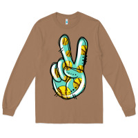 Toasted Coconut softball peace sign Long Sleeve Tee - Jasminsmagicworld
