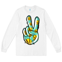 White softball peace sign Long Sleeve Tee - Jasminsmagicworld
