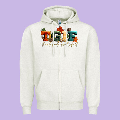 Tgif Thank Goodness Its Fall Zipper Hoodie Designed By Cowgirlartshop