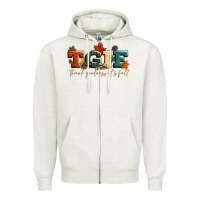 Oatmeal Heather tgif thank goodness its fall Zipper Hoodie - CowGirlArtShop