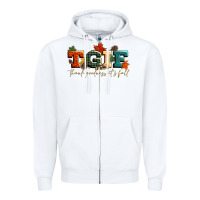 White tgif thank goodness its fall Zipper Hoodie - CowGirlArtShop