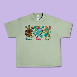 Peace Love Cross Urban Heavy Tee Designed By Bundleandbundleshop