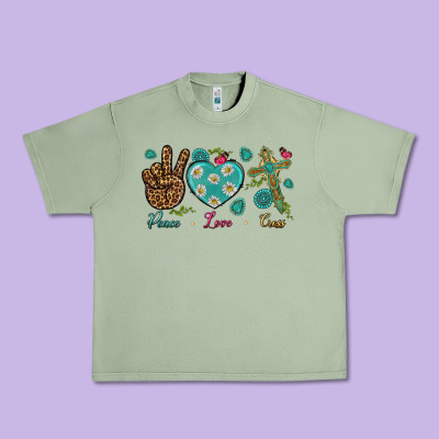 Peace Love Cross Urban Heavy Tee Designed By Bundleandbundleshop