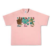 Salmon Peace Love Cross Urban Heavy Tee - BundleAndBundleShop
