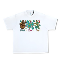 White Peace Love Cross Urban Heavy Tee - BundleAndBundleShop