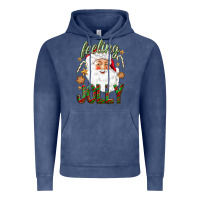 Vintage Denim Feeling Jolly with Santa Vintage Hoodie - NancyCooperArtShop