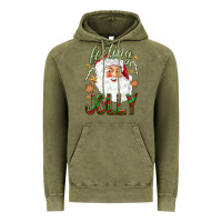 Vintage Olive Feeling Jolly with Santa Vintage Hoodie - NancyCooperArtShop