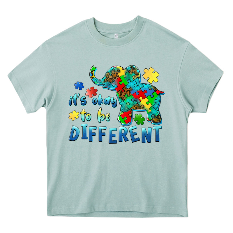 It's Okay To Be Different Elephant Autism Awareness Heavy Core Tee by BarkalooDesign | Teevron
