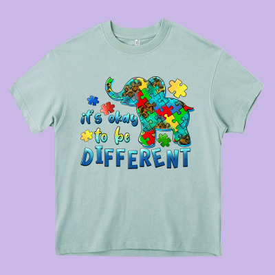 It's Okay To Be Different Elephant Autism Awareness Heavy Core Tee Designed By Barkaloodesign