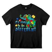 Black it's okay to be different elephant autism awareness Heavy Core Tee - BarkalooDesign