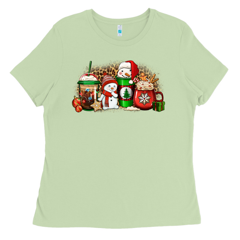 Christmas Snow Coffee Cups Ladies Tee by Jasminsmagicworld | Teevron