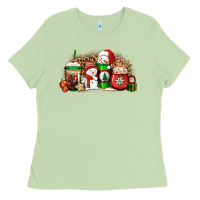 Matcha Christmas snow coffee cups Ladies Tee - Jasminsmagicworld
