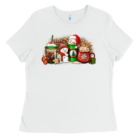 White Christmas snow coffee cups Ladies Tee - Jasminsmagicworld