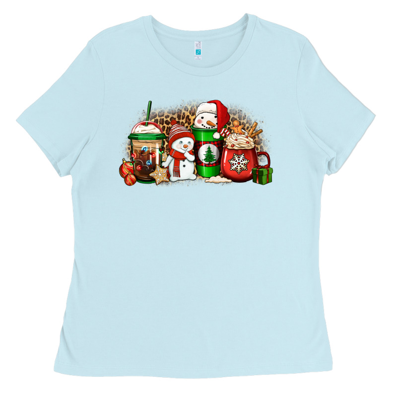 Christmas Snow Coffee Cups Ladies Tee by Jasminsmagicworld | Teevron