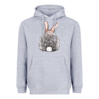 Heather Grey Easter bunny back view Heavyweight Hoodie - OliviaCreatesArt