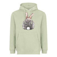 Matcha Easter bunny back view Heavyweight Hoodie - OliviaCreatesArt