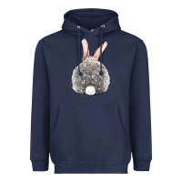 Navy Easter bunny back view Heavyweight Hoodie - OliviaCreatesArt