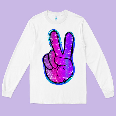 Mermaid Peace Sign Long Sleeve Tee Designed By Jasminsmagicworld
