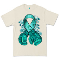 Bone teal ribbon with boxing gloves Premium Tee - NancyCooperArtShop