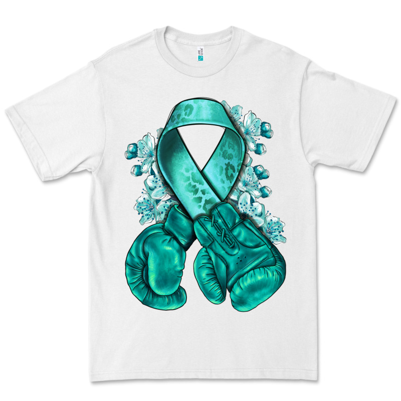 Teal Ribbon With Boxing Gloves Premium Tee by NancyCooperArtShop | Teevron