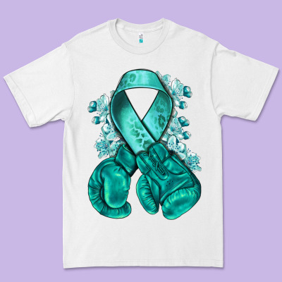 Teal Ribbon With Boxing Gloves Premium Tee Designed By Nancycooperartshop
