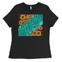 Black Tooled Leather And Sunflowers Ladies Tee - Jasminsmagicworld