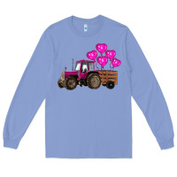 Colony Blue valentines day pink tractor with pink heart balloo Long Sleeve Tee - RanaPortraitStore