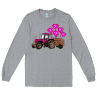 Heather Grey valentines day pink tractor with pink heart balloo Long Sleeve Tee - RanaPortraitStore